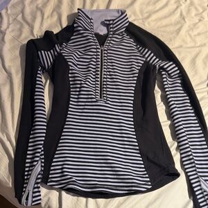 lululemon athletica Black and White Striped Long Sleeve Top